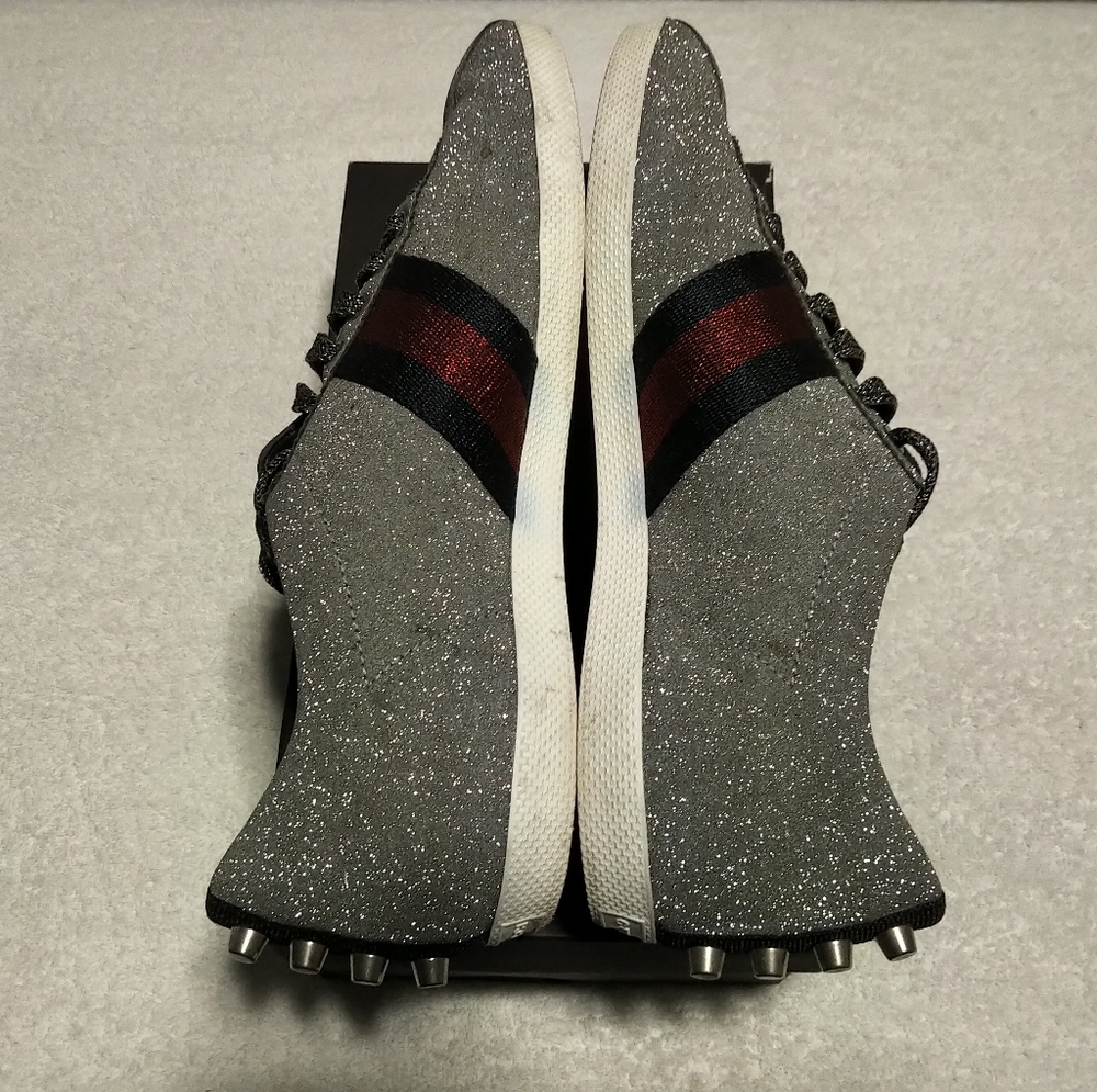 Authentic Gucci Men's Bambi Web Glitter Sneakers - Picture 4 of 9